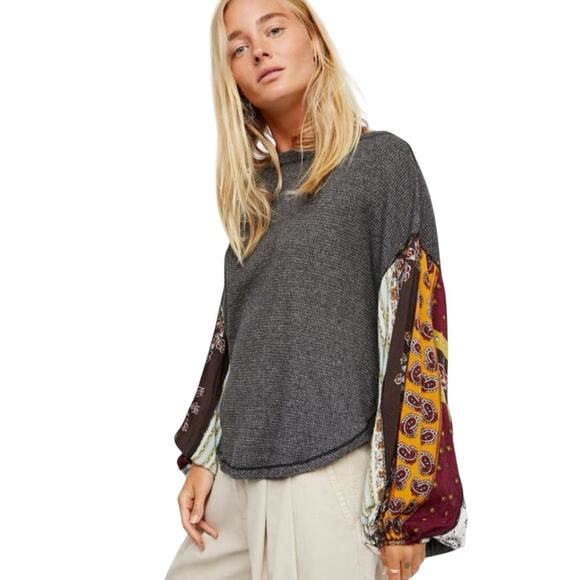 Free People Blossom Thermal Top in Charcoal Gray Size XS - Picture 2 of 8